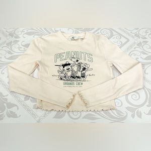 Girls H&M Snoopy crop top long sleeve Size 12/14